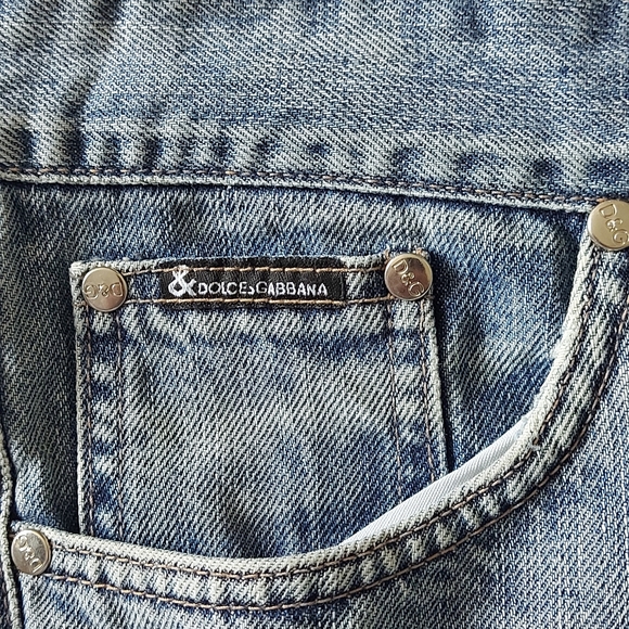 Dolce Gabbana Size 33 Blue Stonewash Distressed Poem Jeans Made In Italy - Picture 11 of 14
